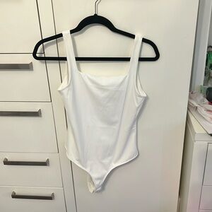 White square neck bodysuit